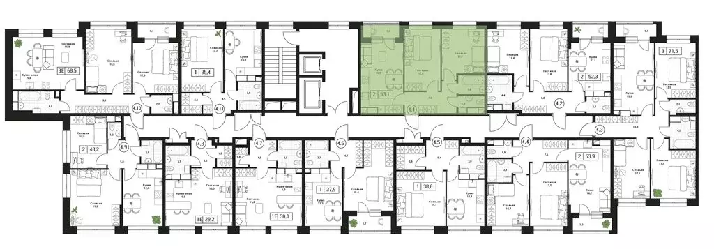 2-комнатная квартира: Пушкино, ЖК Пушкино Град (53.1 м) - Фото 2