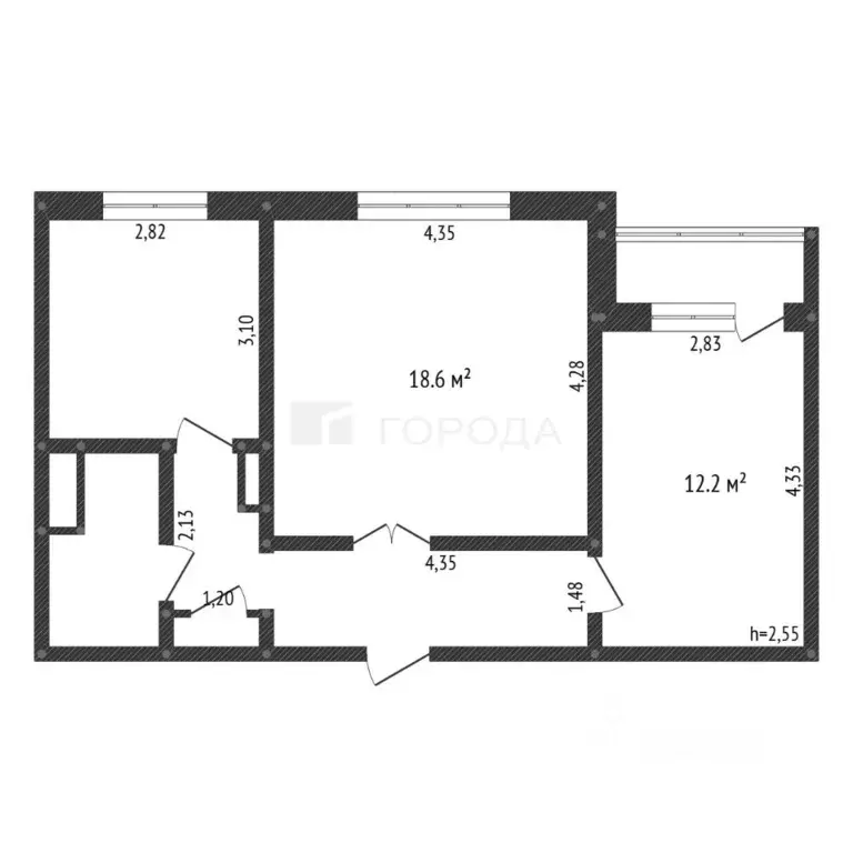 2-к кв. Кемеровская область, Новокузнецк ул. Косыгина, 43 (52.5 м) - Фото 2