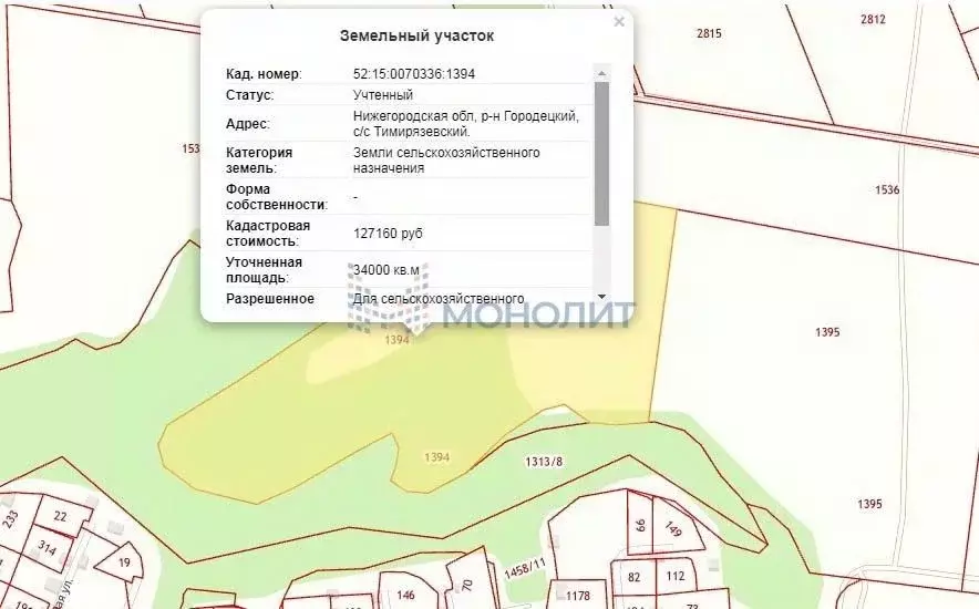 Участок в Нижегородская область, Городецкий муниципальный округ, д. ... - Фото 1
