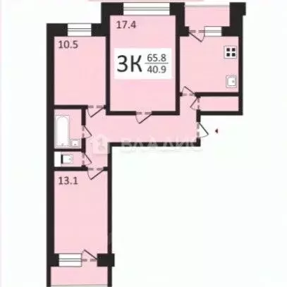 3-к кв. Владимирская область, Владимир ул. Куйбышева, 36а (65.8 м) - Фото 1