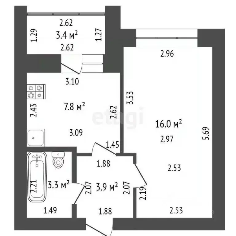 1-к кв. Башкортостан, Стерлитамак просп. Октября, 56 (31.0 м) - Фото 2