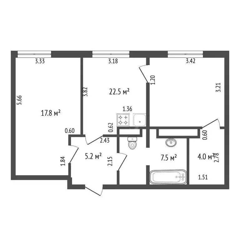1-комнатная квартира: Санкт-Петербург, улица Адмирала Трибуца, 10 (57 ... - Фото 1