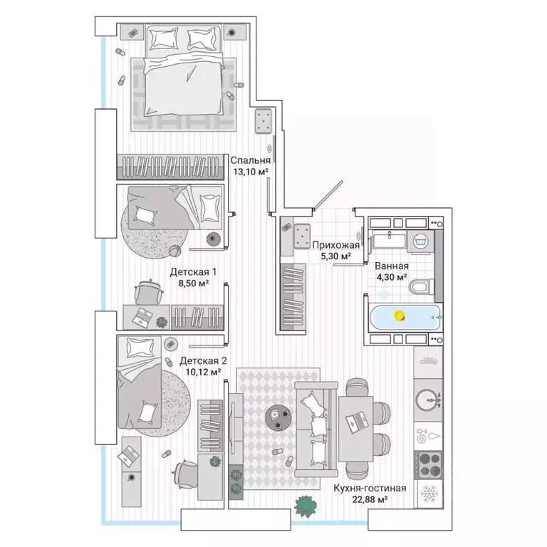 3-к кв. Приморский край, Владивосток ул. Нейбута (65.6 м) - Фото 1