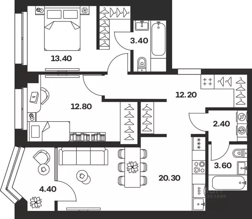 3-к кв. Тульская область, Тула ул. Михеева (72.5 м) - Фото 0