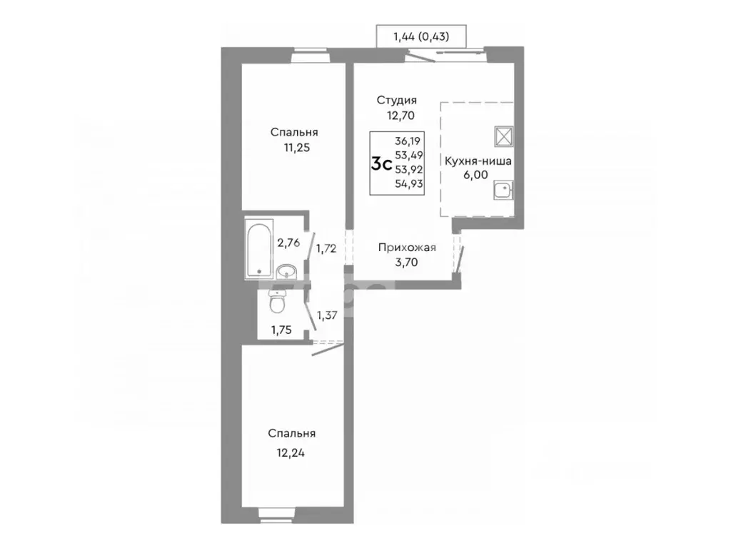 2-к кв. Челябинская область, Челябинск ул. Танкистов, 135 (55.0 м) - Фото 2