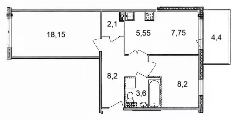 3-к кв. Карелия, Петрозаводск проезд Скандинавский, 8А (53.8 м) - Фото 2