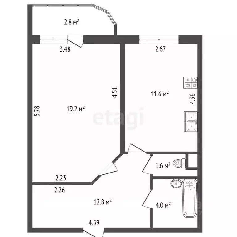 1-к кв. Санкт-Петербург ул. Латышских Стрелков, 1 (49.2 м) - Фото 2