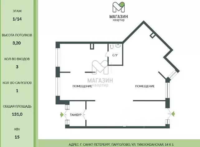 Торговая площадь в Санкт-Петербург пос. Парголово, ул. Тихоокеанская, ... - Фото 2