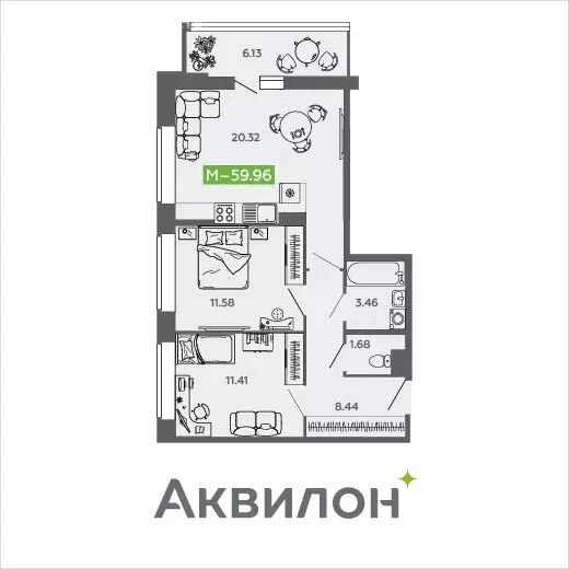 2-комнатная квартира: Северодвинск, проспект Труда, 74к2 (59.96 м) - Фото 0