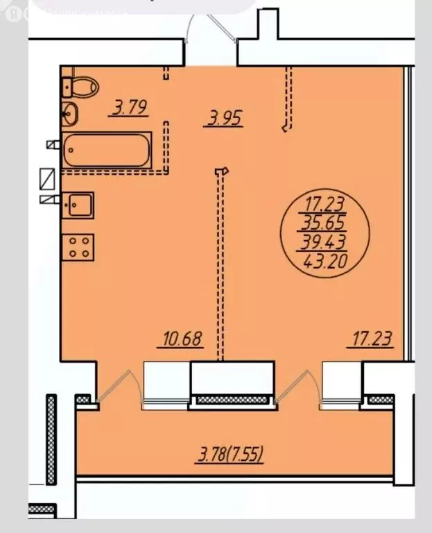 1-комнатная квартира: Йошкар-Ола, улица Карла Либкнехта, 100 (39.43 м) - Фото 1