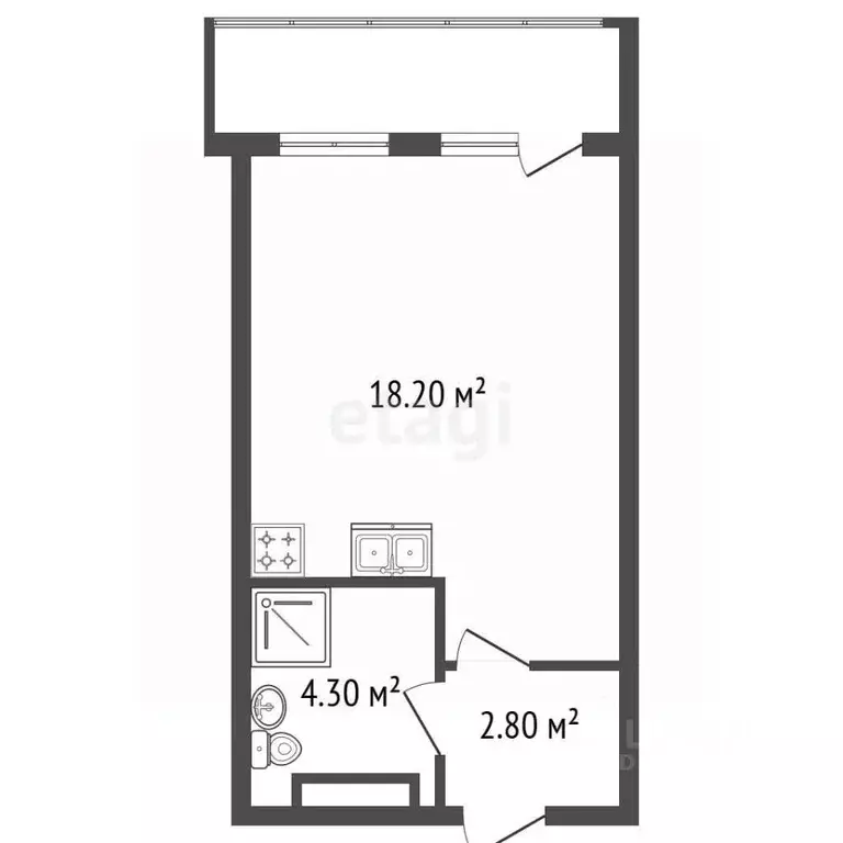 Студия Санкт-Петербург Планерная ул., 99 (25.3 м) - Фото 2