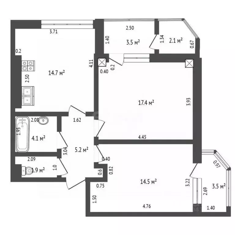 2-к кв. Севастополь просп. Генерала Острякова, 242Ак1 (57.6 м) - Фото 2