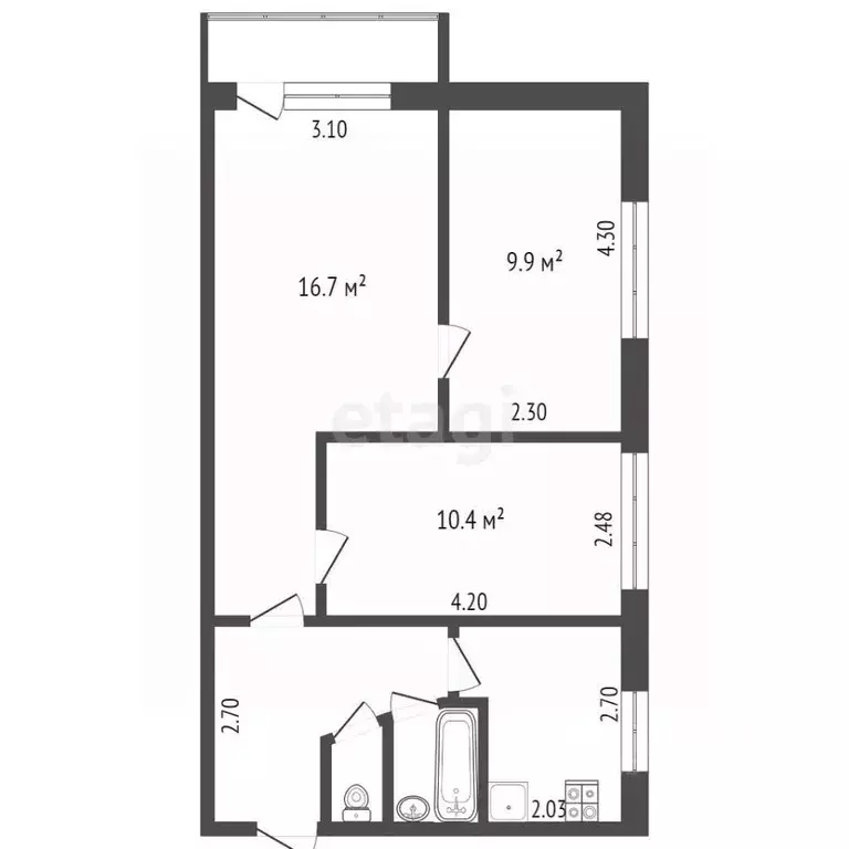 3-к кв. Пензенская область, Пенза Ударная ул., 41 (51.3 м) - Фото 1
