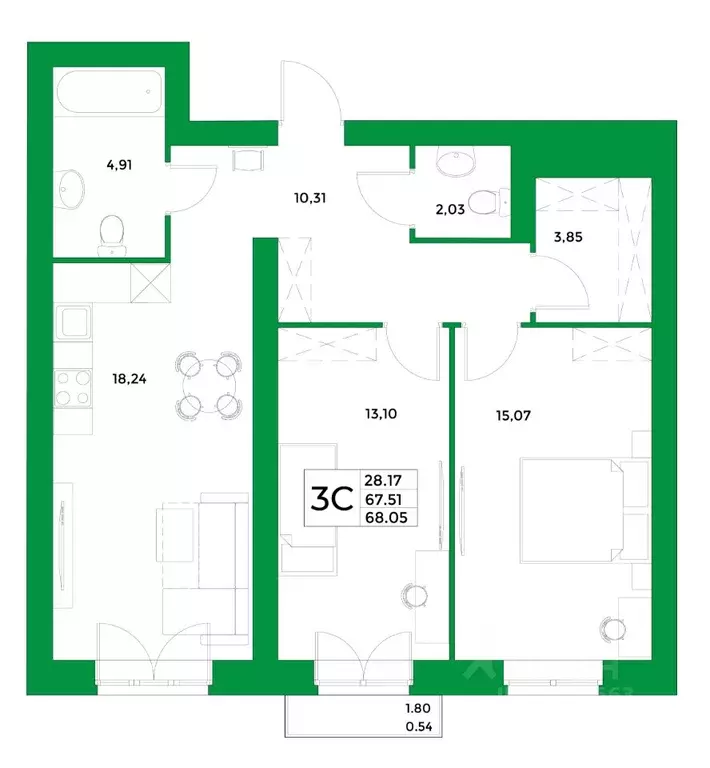 2-к кв. Башкортостан, Уфимский район, Зубовский сельсовет, с. Зубово ... - Фото 1