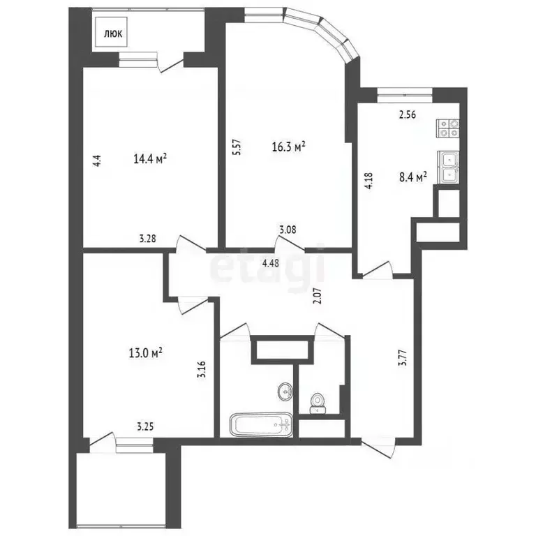 3-к кв. Москва ул. Обручева, 5А (71.6 м) - Фото 2