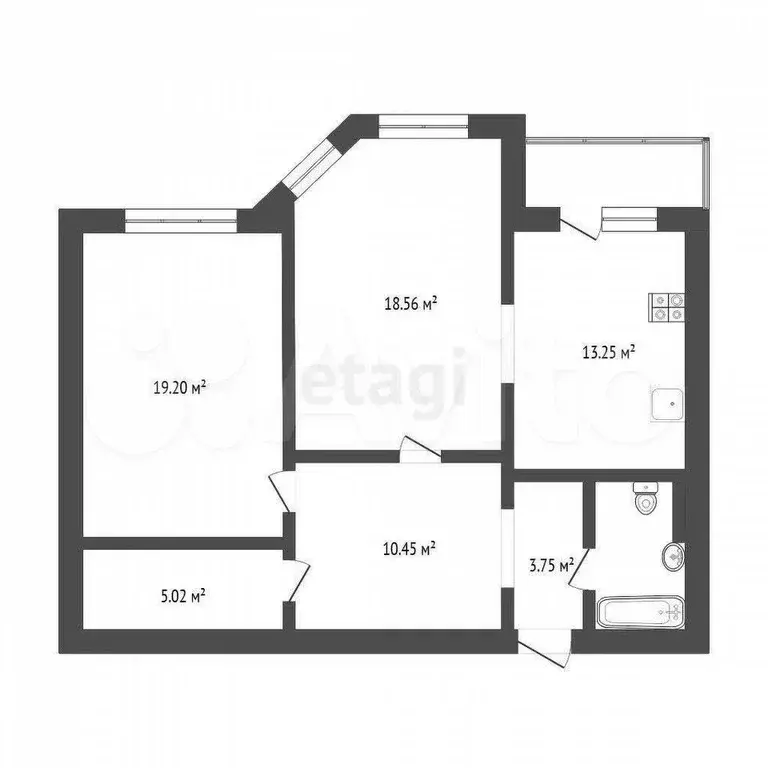 2-к. квартира, 74 м, 2/10 эт. - Фото 0