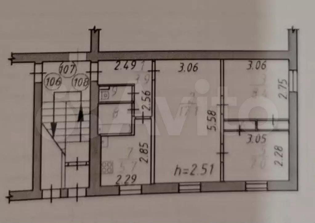 3-к. квартира, 46,4 м, 1/5 эт. - Фото 0