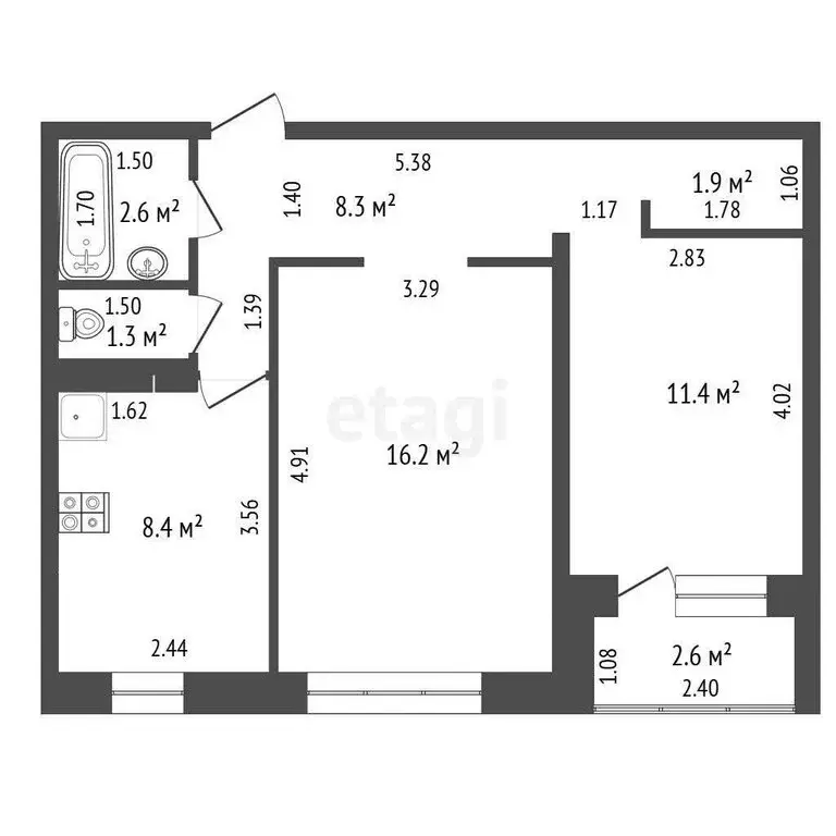 2-комнатная квартира: Стерлитамак, улица Артёма, 102 (50.1 м) - Фото 1