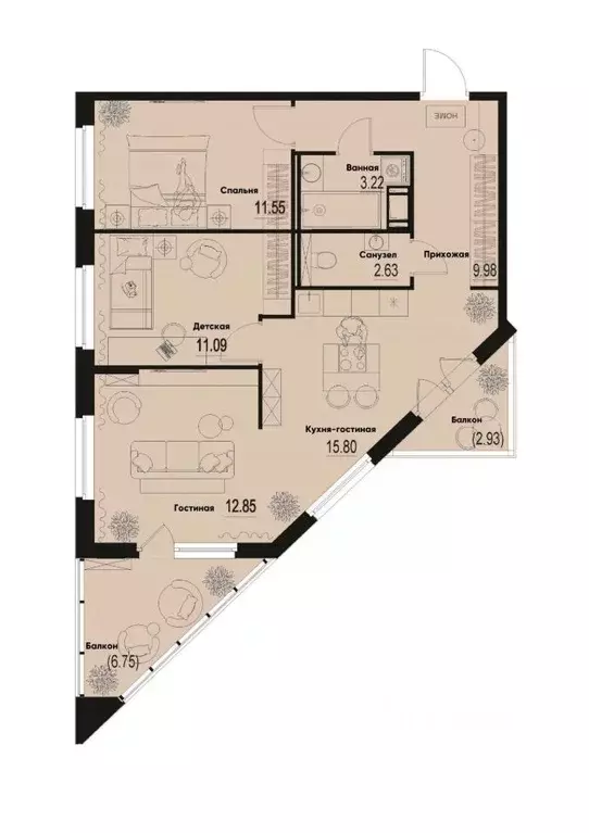 3-к кв. Ленинградская область, Мурино Всеволожский район, ID Murino ... - Фото 1