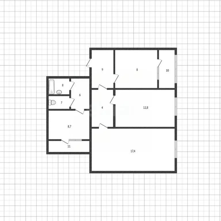 3-к кв. Белгородская область, Белгород ул. Есенина, 46 (63.3 м) - Фото 2