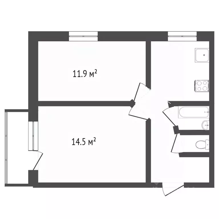 2-к кв. Вологодская область, пос. Федотово 17 (41.1 м) - Фото 2
