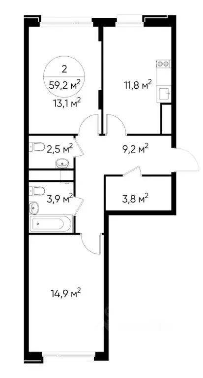 2-к кв. Москва Переделкино Ближнее мкр, 18-й кв-л,  (59.2 м) - Фото 0