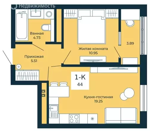 1-комнатная квартира: Екатеринбург, бульвар Владимира Белоглазова, 5 ... - Фото 2