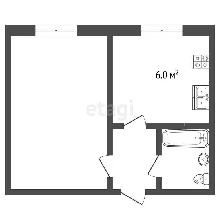1-комнатная квартира: Нальчик, улица Ю.А. Гагарина, 18 (26.5 м) - Фото 0