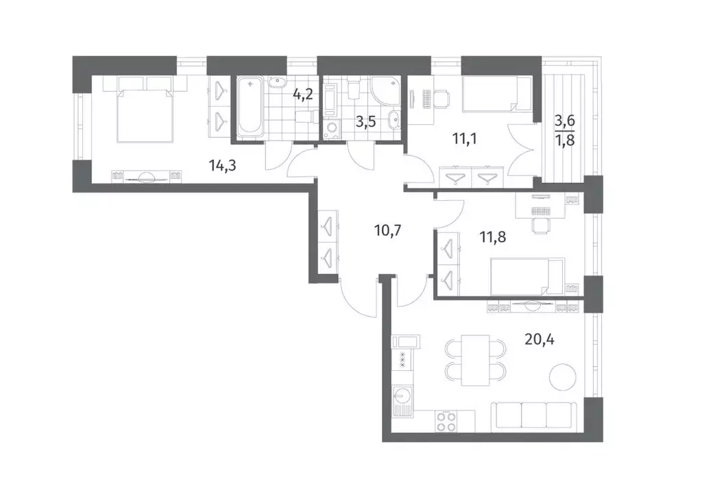 3-комнатная квартира: городской посёлок Новоселье, Адмиралтейская ... - Фото 1