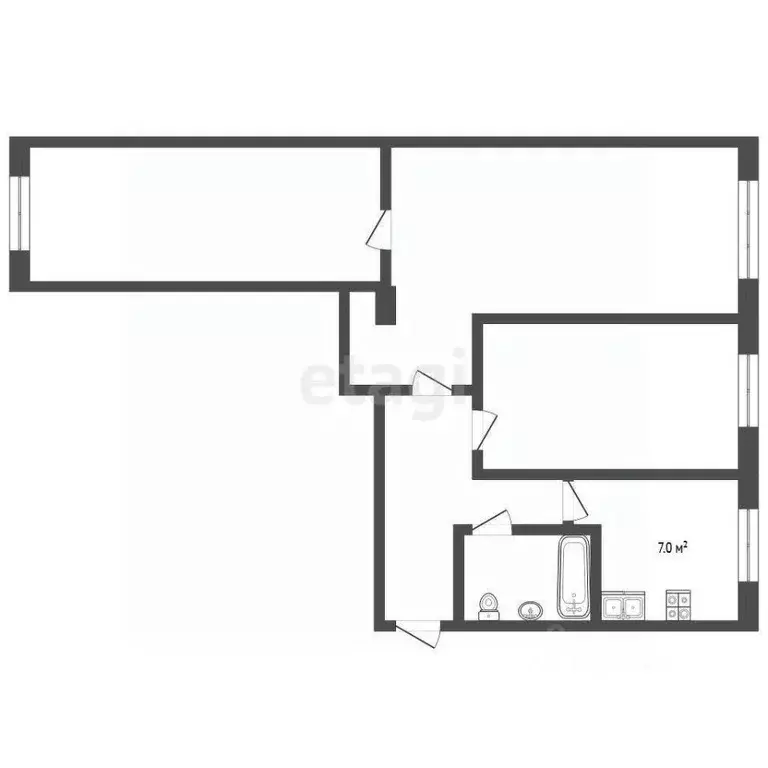 3-к кв. Вологодская область, Сокол Луковецкая ул., 2 (60.2 м) - Фото 2
