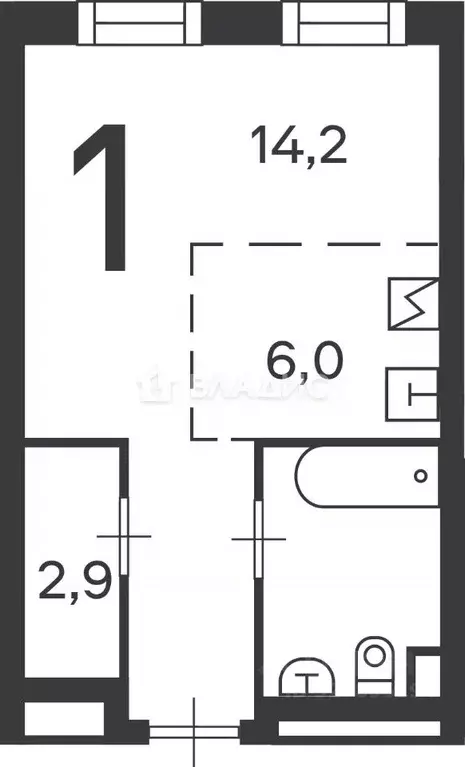 Студия Москва Клинская ул., 2Ак7 (33.0 м) - Фото 1