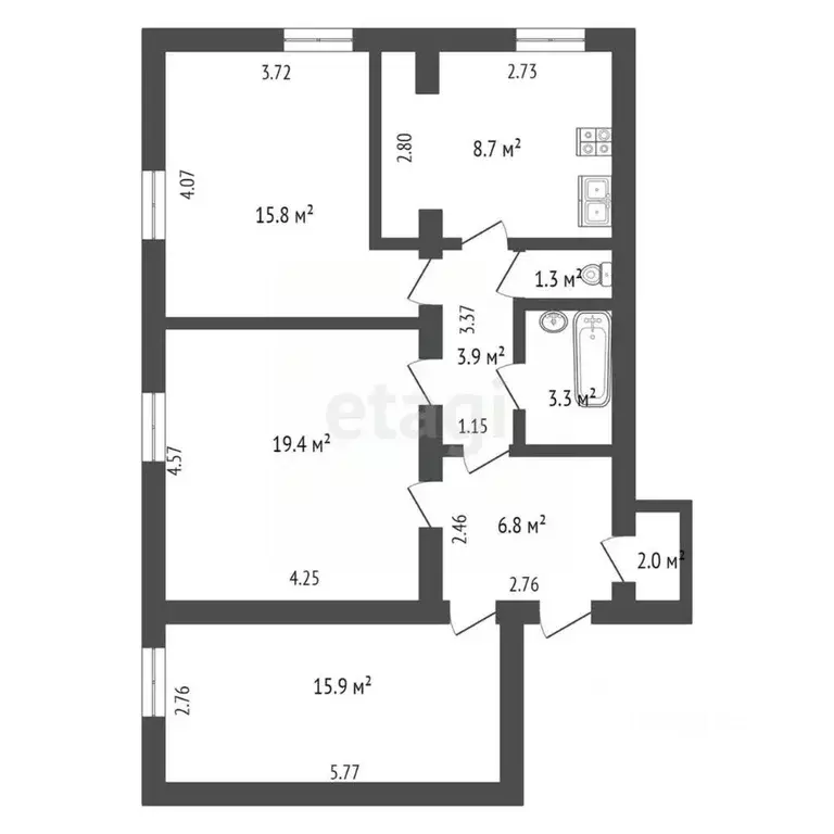3-к кв. Забайкальский край, Чита ул. Подгорбунского, 41А (77.1 м) - Фото 1