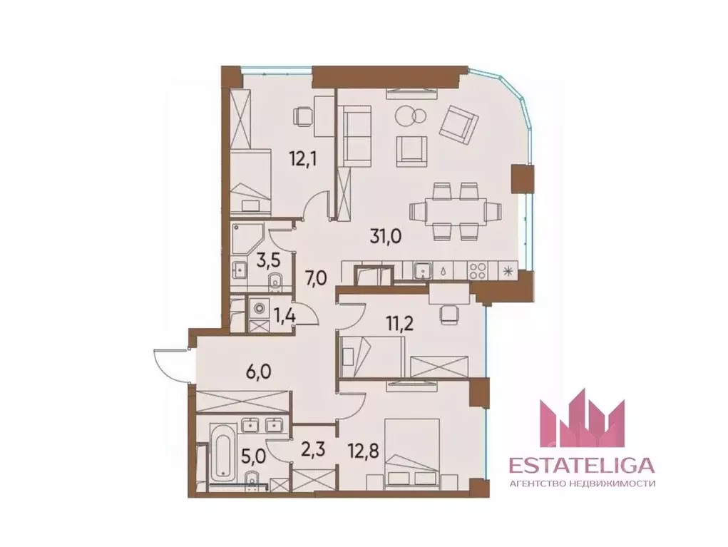3-к кв. Москва ул. Нижние Мневники, 16к1 (92.8 м) - Фото 2