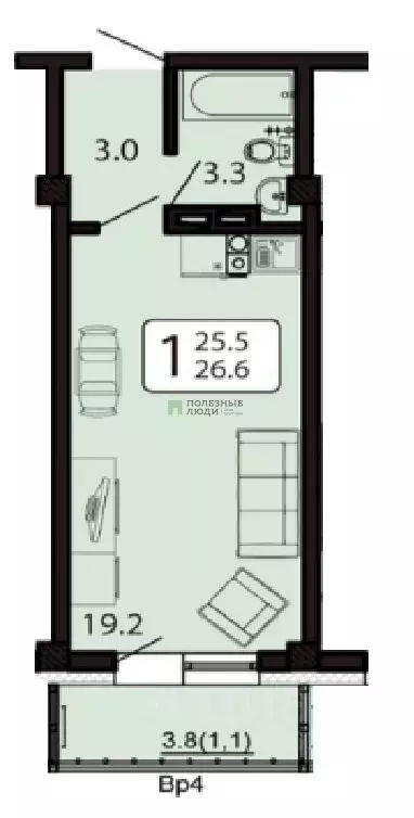 1-к кв. Красноярский край, Красноярск Норильская ул., 40 (25.5 м) - Фото 2