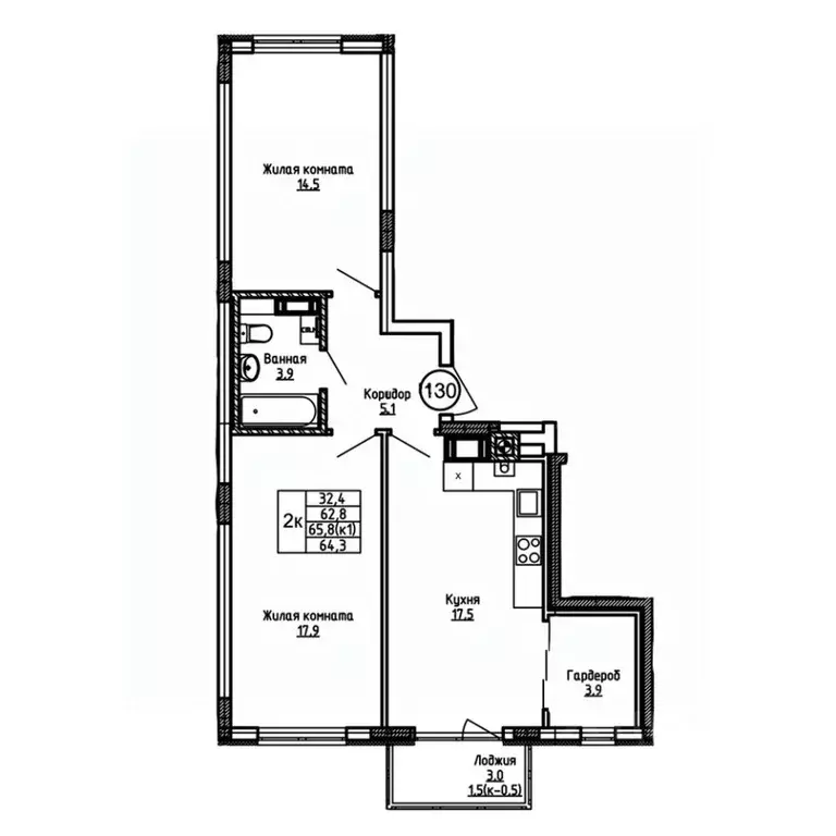 2-к кв. Калининградская область, Калининград ул. 1-я Большая окружная ... - Фото 0