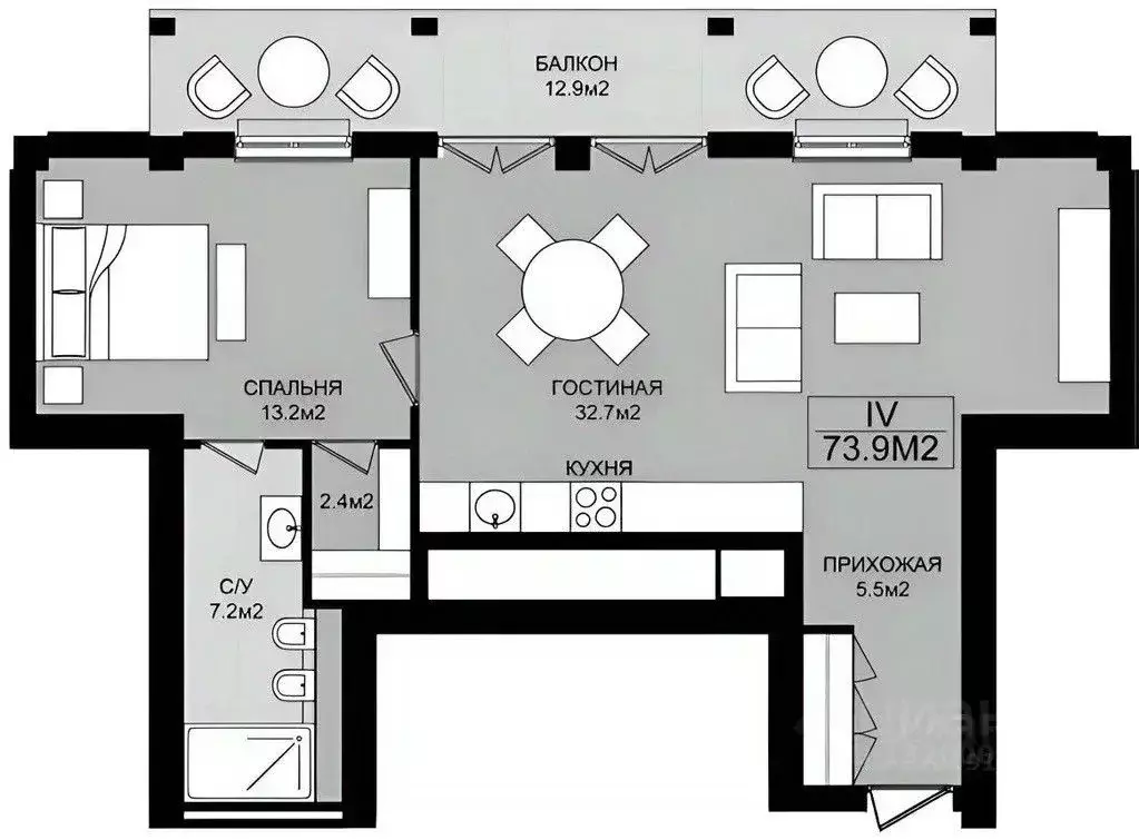 2-к кв. Крым, Ялта муниципальный округ, Ореанда пгт 60Гк5 (74.0 м) - Фото 2