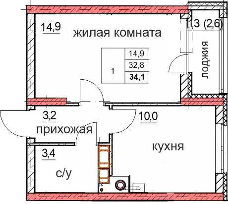 1-к кв. Нижегородская область, Дзержинск Комсомольский мкр,  (32.8 м) - Фото 0