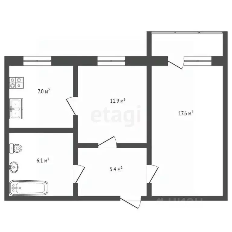 2-к кв. Ямало-Ненецкий АО, Ноябрьск ул. Цоя, 3А (48.2 м) - Фото 2