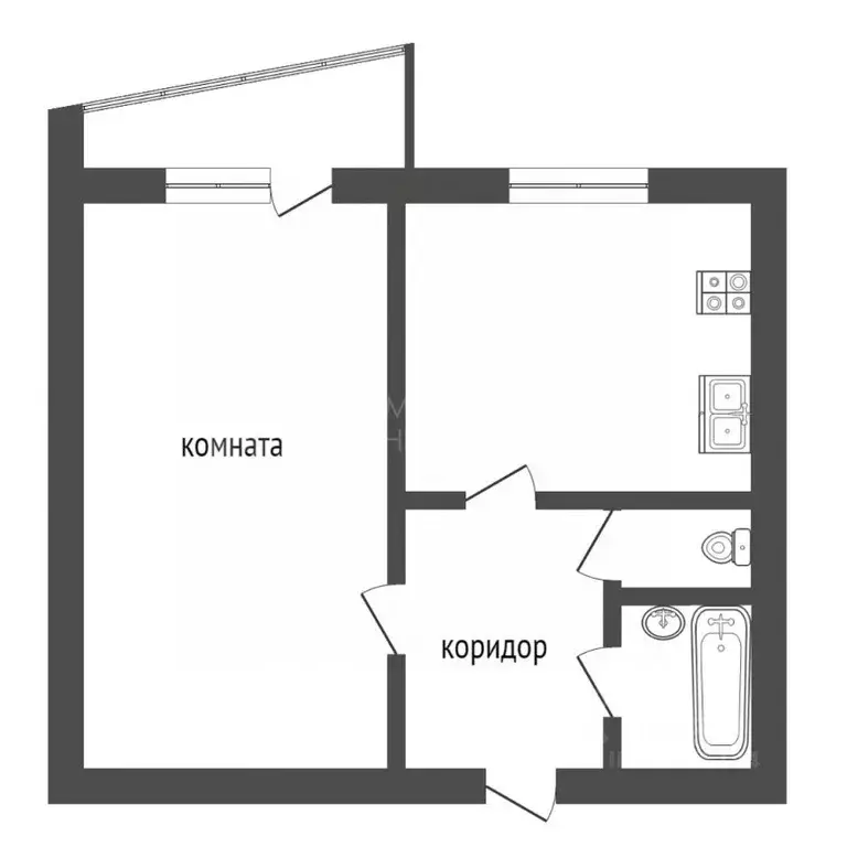 1-к кв. Тюменская область, Тюмень 6-й мкр, проезд 9 Мая, 2 (35.0 м) - Фото 1