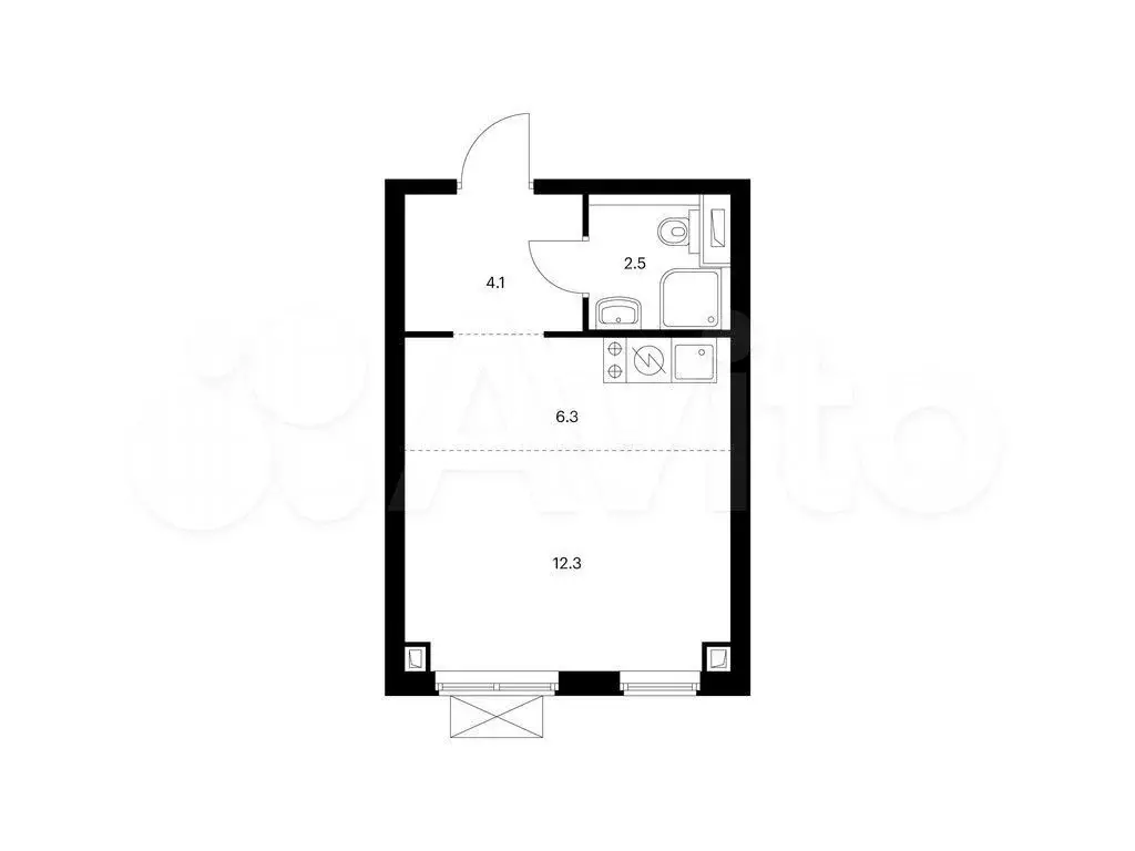 Квартира-студия, 25,2 м, 18/30 эт. - Фото 0