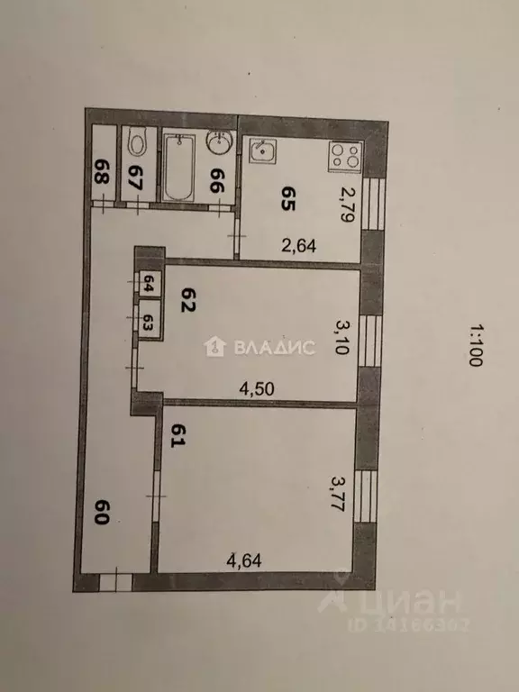 2-к кв. Белгородская область, Белгород просп. Славы, 58 (59.2 м) - Фото 2