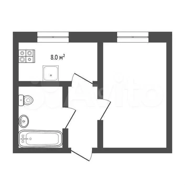 1-к. квартира, 34,9 м, 1/3 эт. - Фото 0