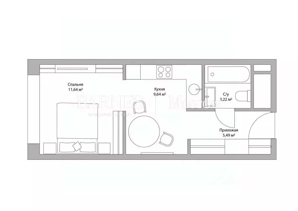 1-к кв. Москва Шмитовский проезд, 39с4.2 (28.88 м) - Фото 2