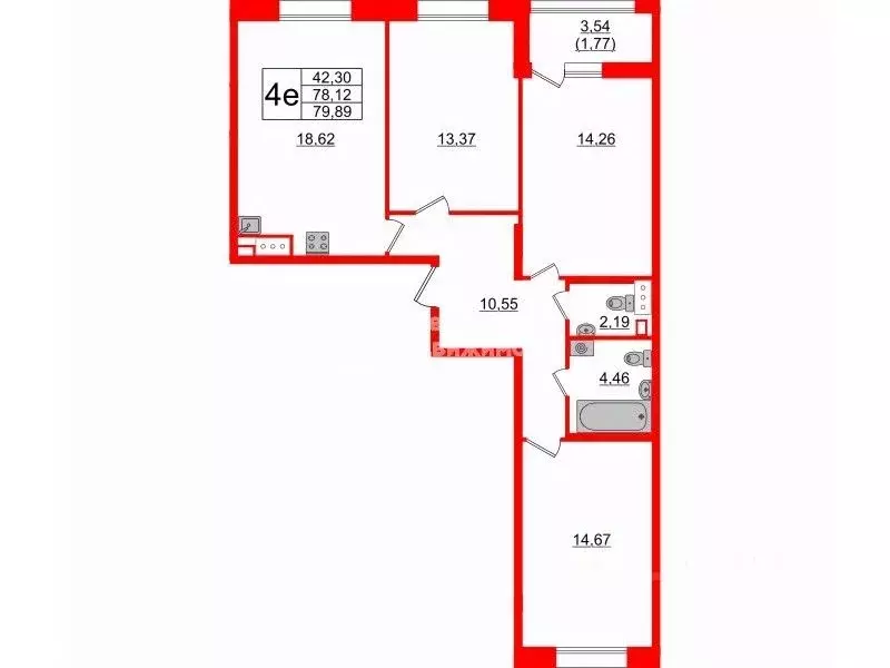 3-к кв. Санкт-Петербург ул. Среднерогатская, 11к2 (78.12 м) - Фото 1