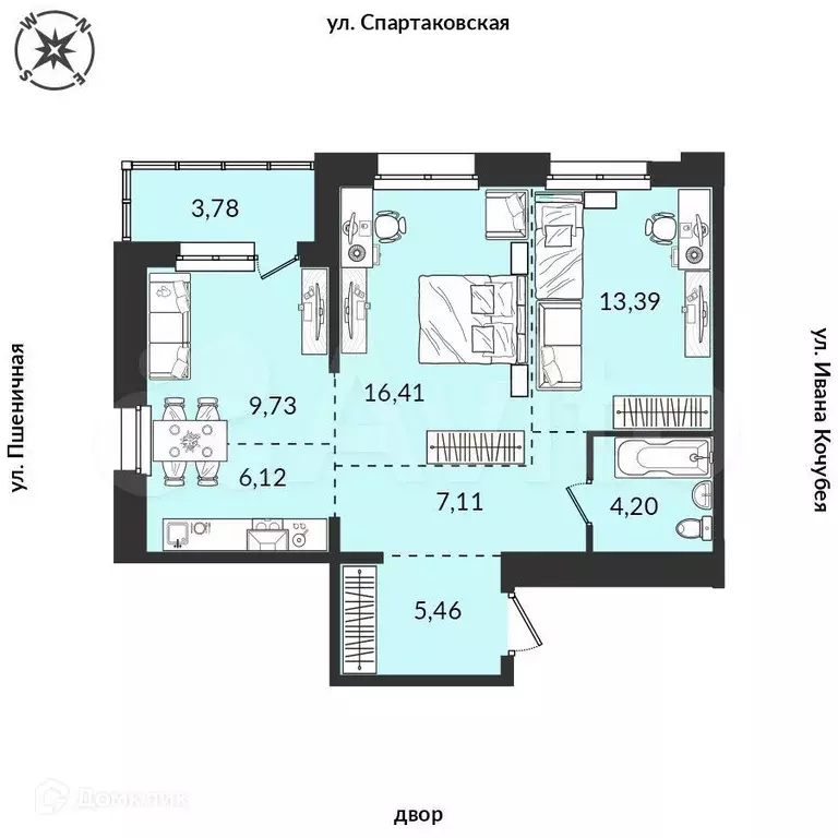 2-к. квартира, 66,2 м, 3/12 эт. - Фото 0