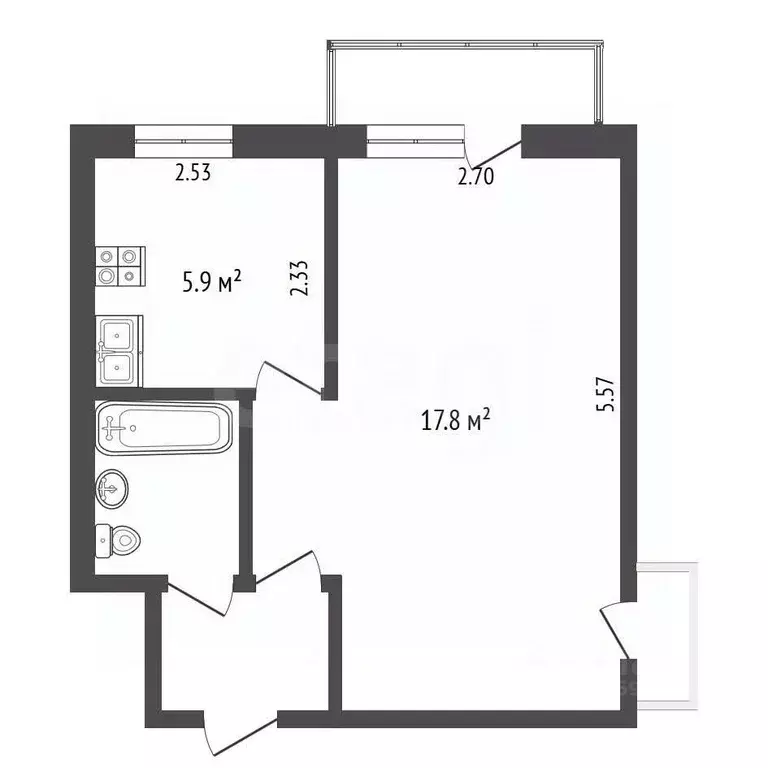 1-к кв. Московская область, Королев ул. Терешковой, 8 (29.6 м) - Фото 2