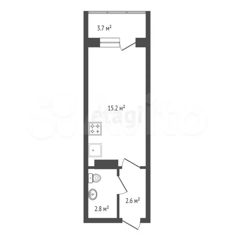 1-к. квартира, 20,1 м, 14/19 эт. - Фото 1