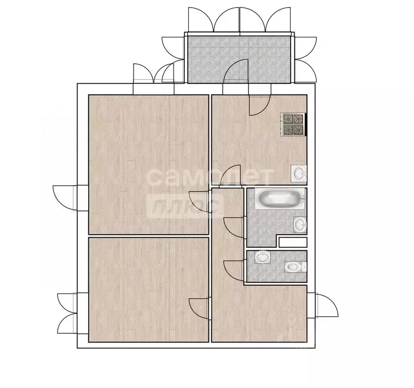 2-к кв. Тюменская область, Тюмень Профсоюзная ул., 49 (60.0 м) - Фото 2