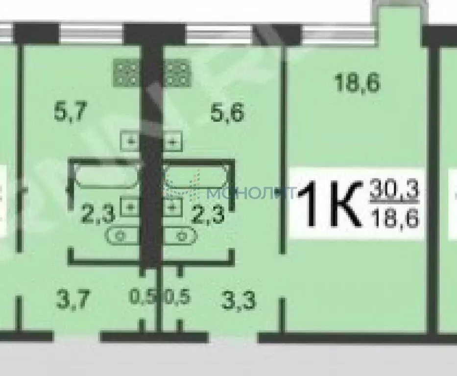 1-комнатная квартира: Нижний Новгород, жилой район Кузнечиха, бульвар ... - Фото 2