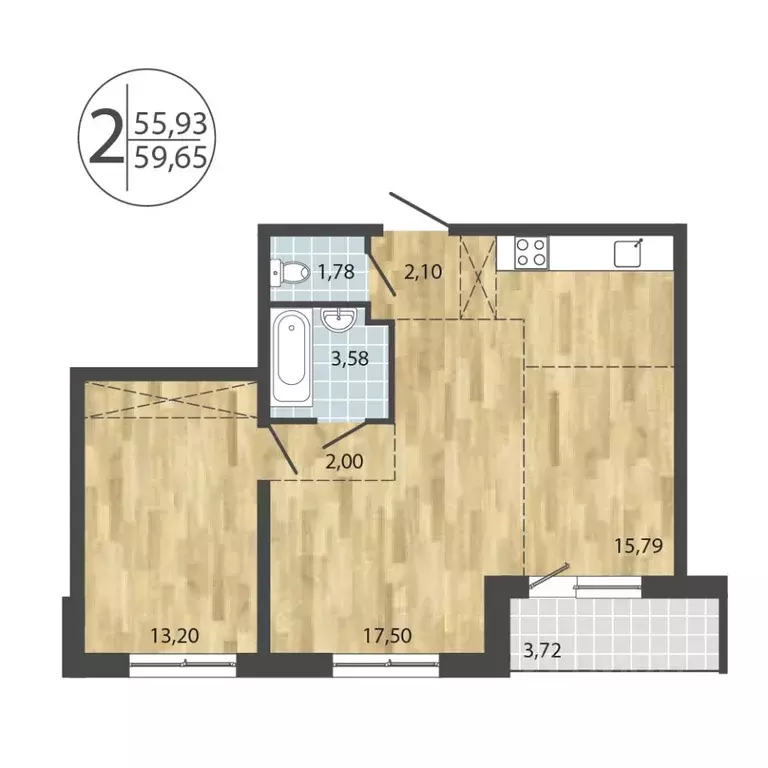 2-к кв. Иркутская область, Иркутск Лермонтов парк жилой комплекс ... - Фото 1